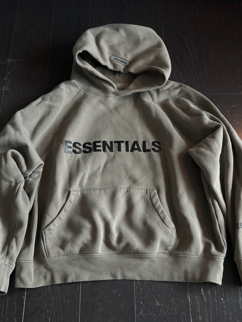 Fear of God Essentials Hoodie Taupe grey Logo Pullover SMALL RN 090233